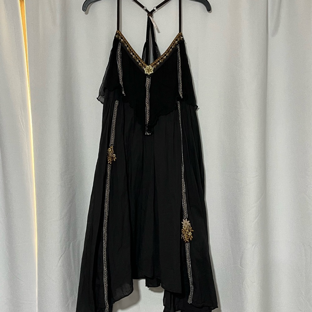 Free People Black Embroidered Dress